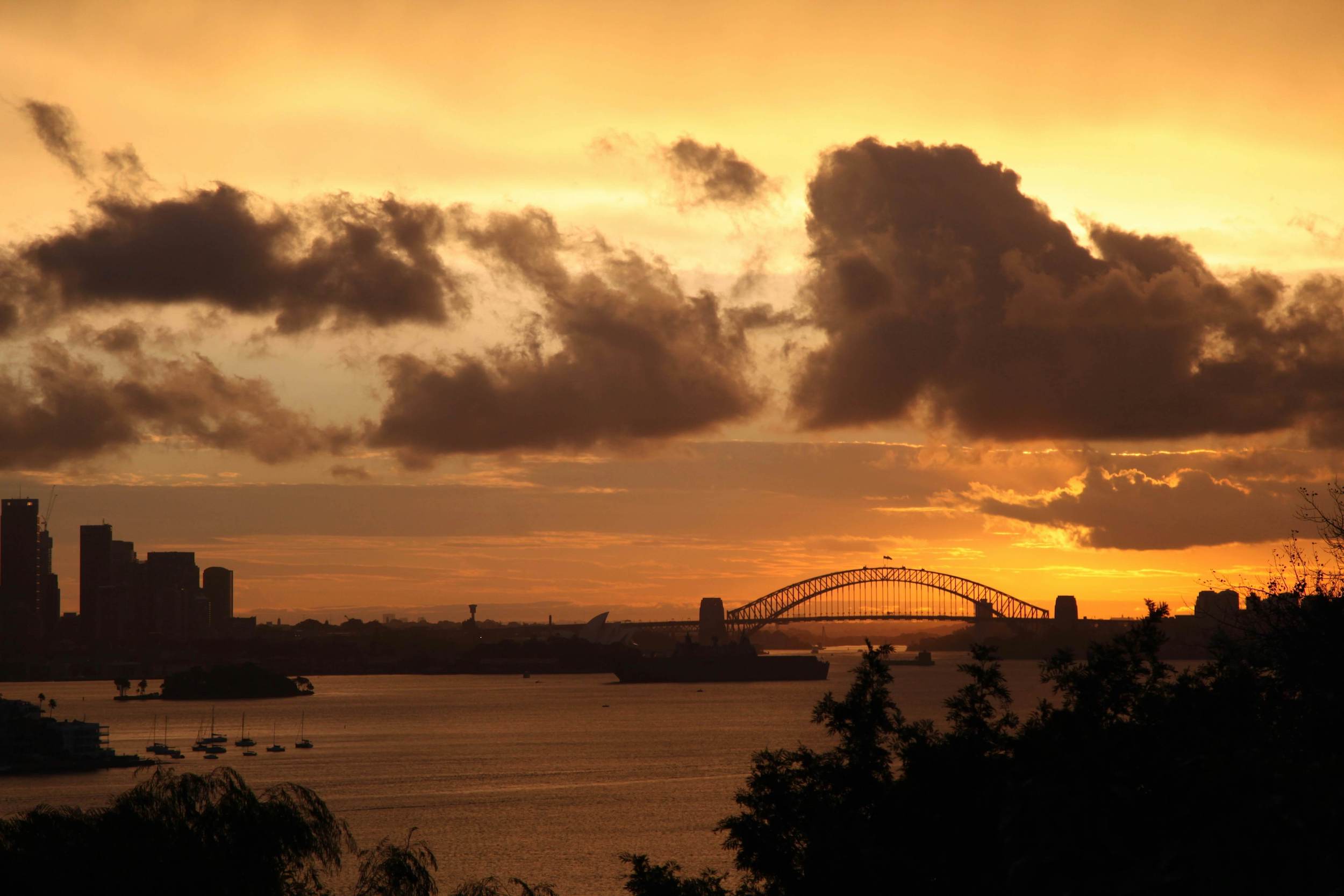 Sydney Harbour at sunset viewed from Rose Bay
