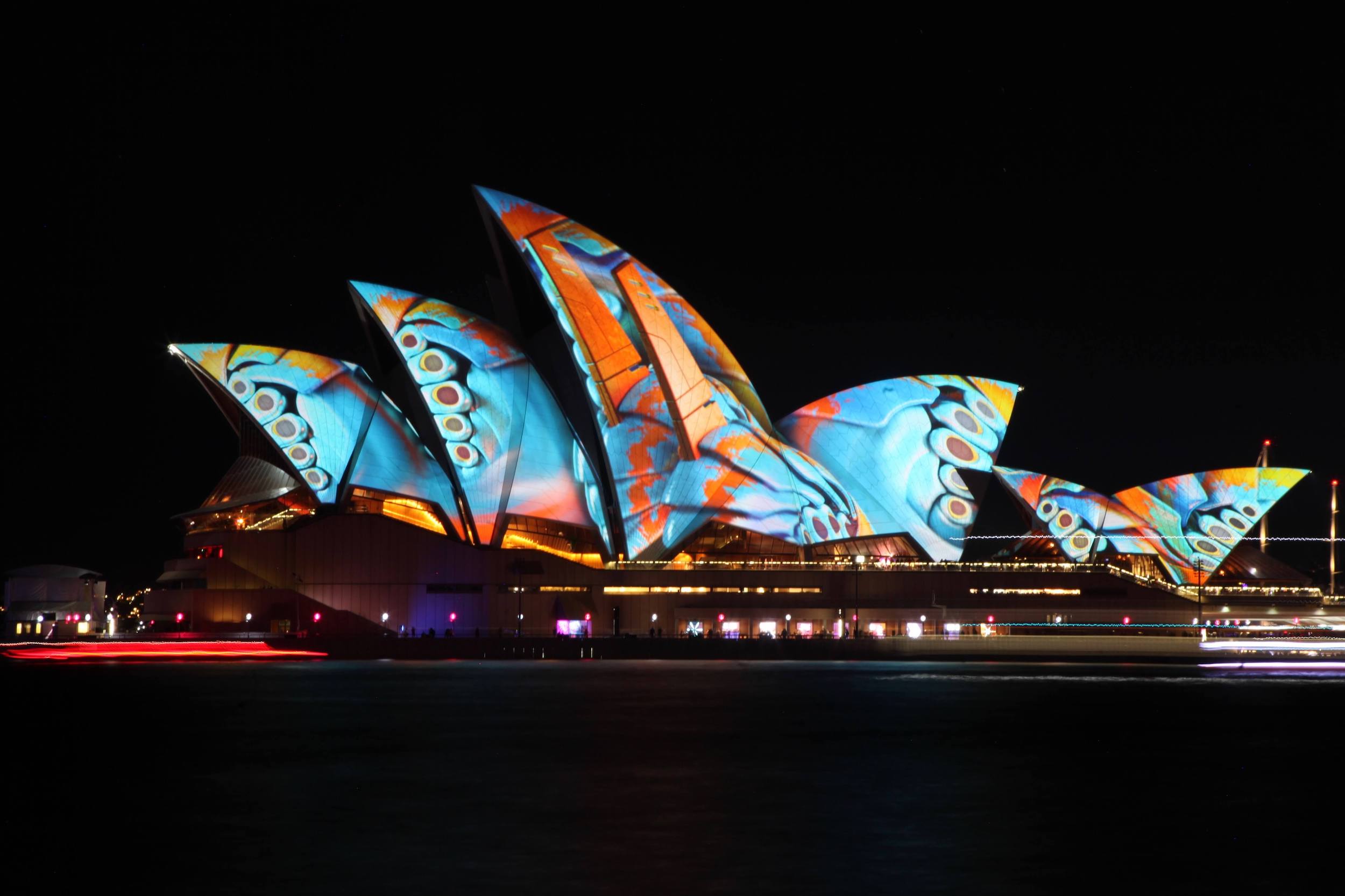 Sydney Opera House lit up during Vivid